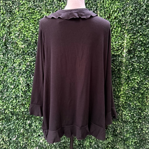 Venezia Black Ruffled Open-Front Cardigan - Picture 4 of 5